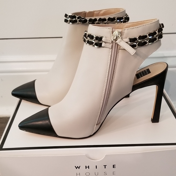 White House Black Market Shoes - High heel booties, open back